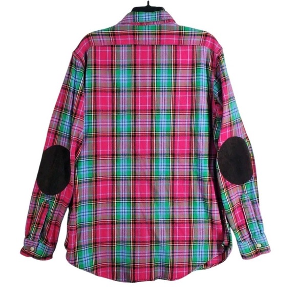 Polo Ralph Lauren Dungaree Work Shirt Mens L Green Red Blanket Flannel Plaid LS - Picture 7 of 12